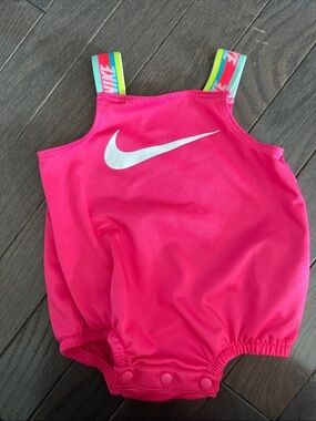 Nike Hot Pink Baby Romper with Rainbow Straps